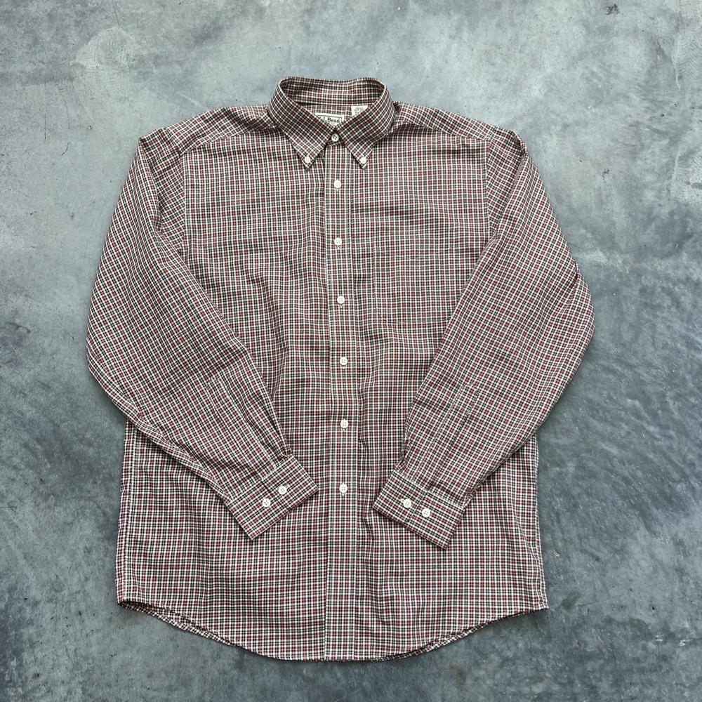 Vintage L.L.Bean Plaid Button Up Shirt Long Sleeve Size Medium Sku244